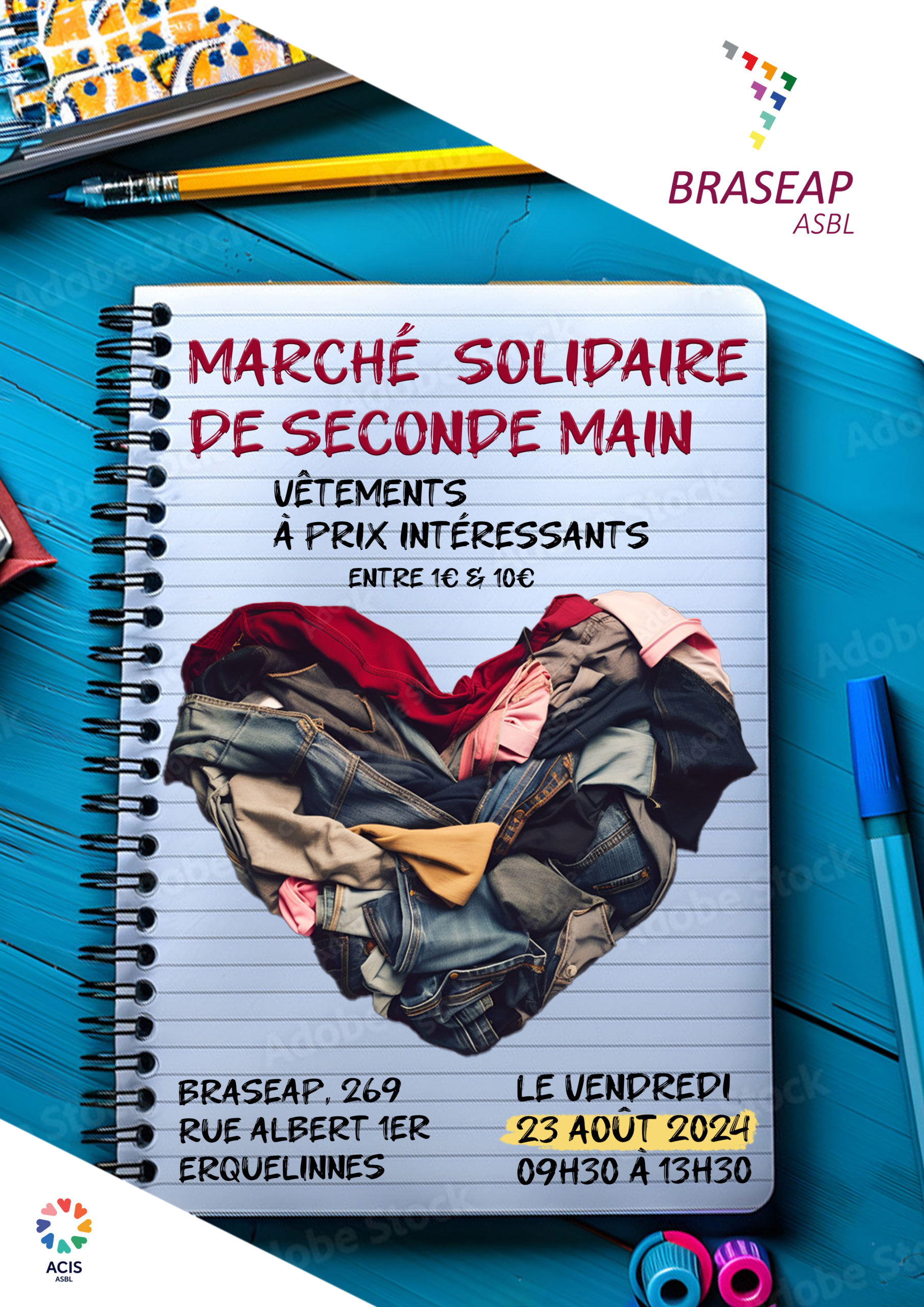Vente de vêtements ce VENDREDI 23 AOÛT